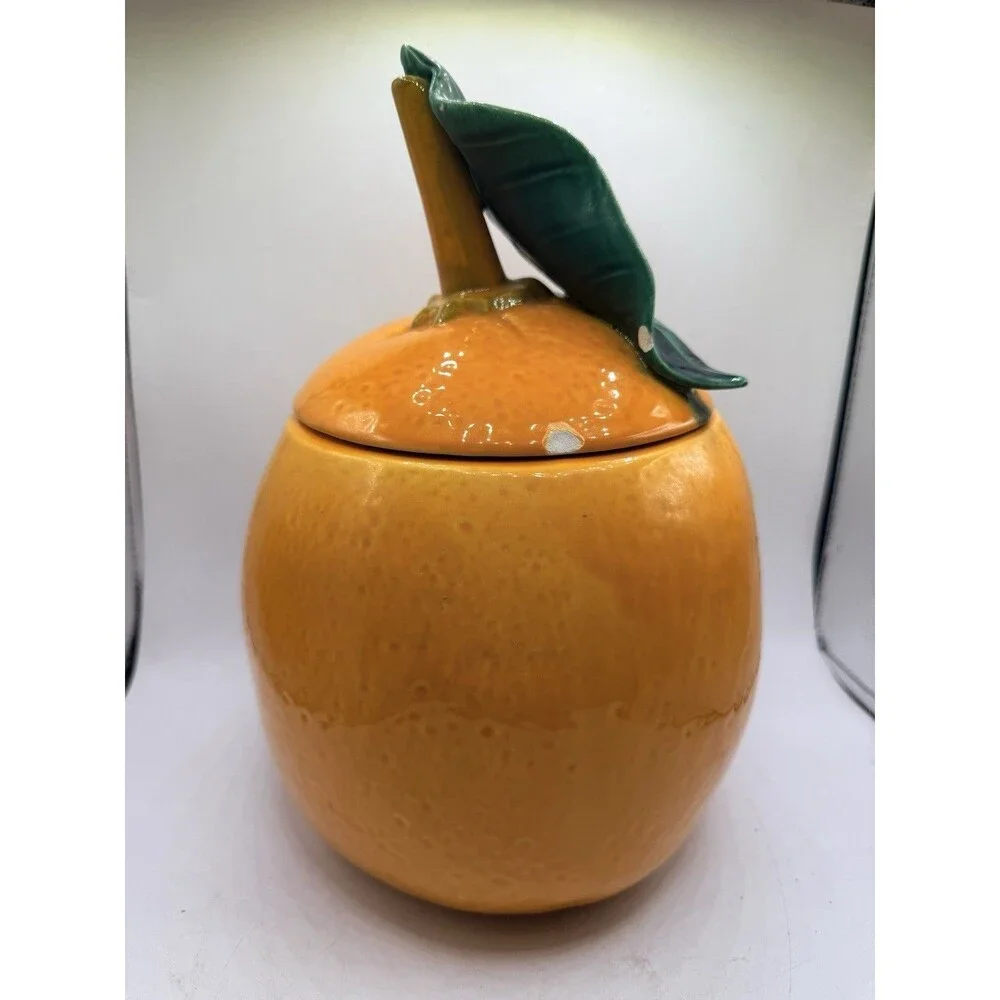 Vintage 1960's California Originals Pottery Orange Fruit Cookie Jar Made In USA